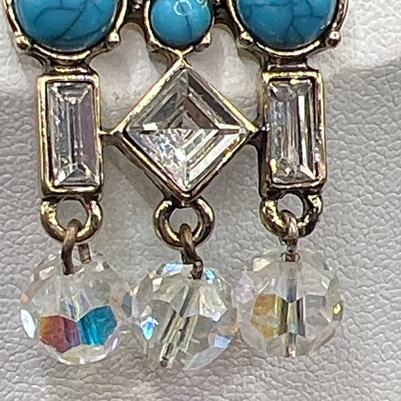 Vintage Faux Turquoise Rhinestone Necklace - Picture 2 of 6